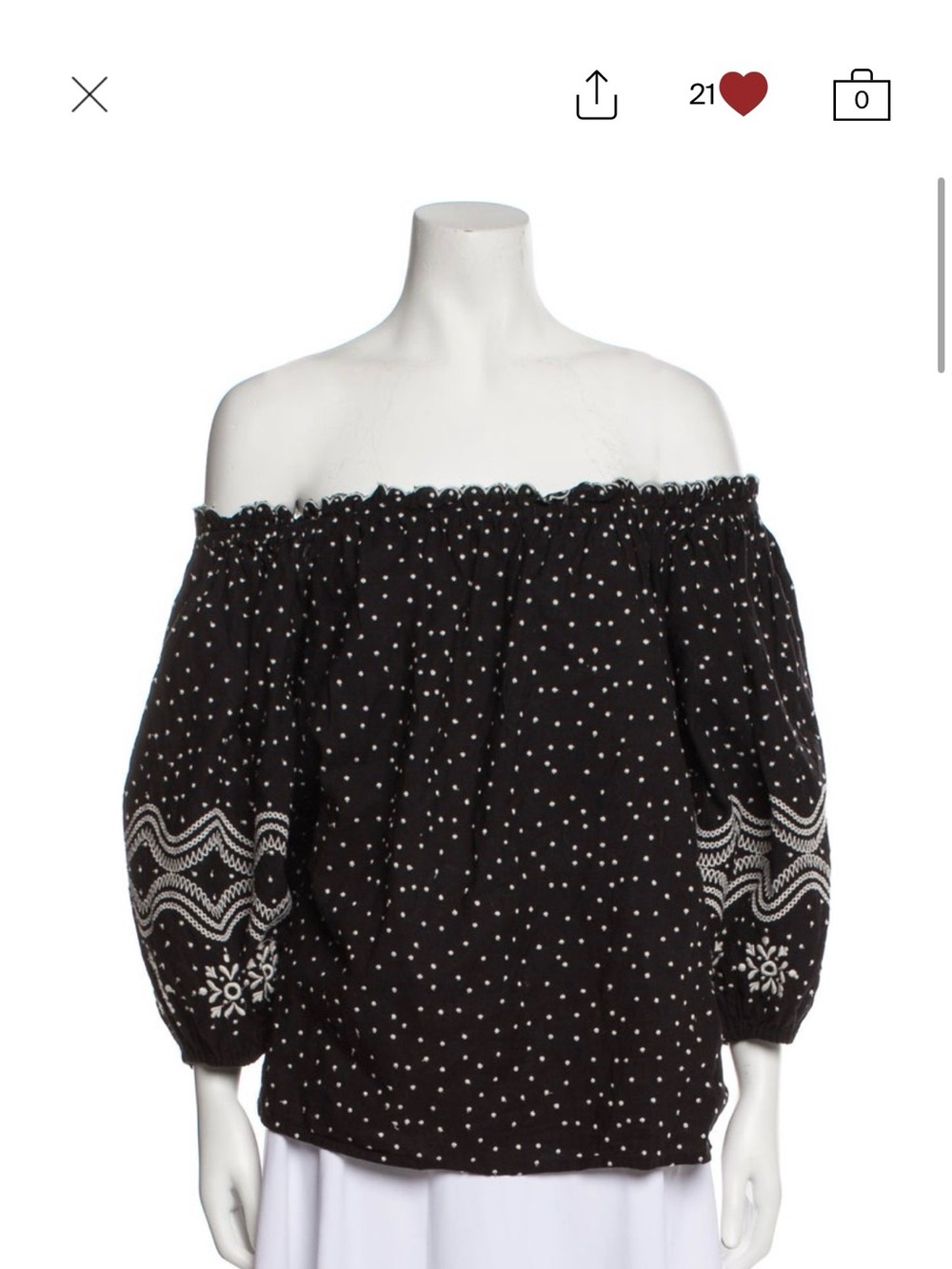 Sezane Black Off-Shoulder Bandana Print Blouse - Picture 4 of 8